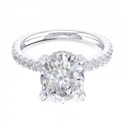 14K White Gold Semi Mount Oval Engagement Ring