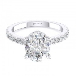 14K White Gold Semi Mount Oval Engagement Ring