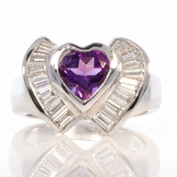 18K White Gold Amethyst Gemstone Ring