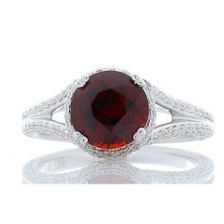 18K White Gold Garnet Gemstone Ring