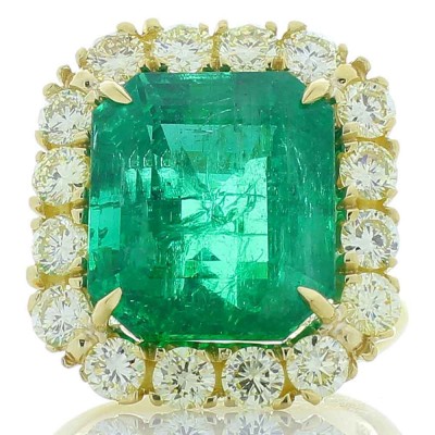 18K Yellow Gold Emerald Gemstone Ring