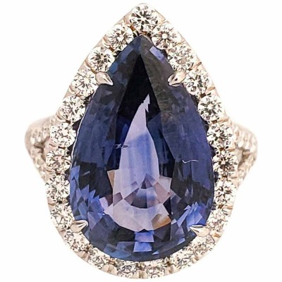 18K White Gold Sapphire Gemstone Ring