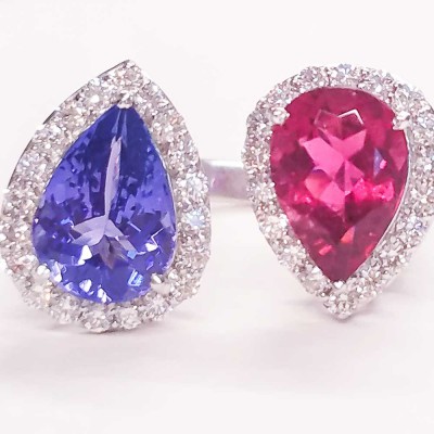 18K White Gold Mixed Gemstone Ring