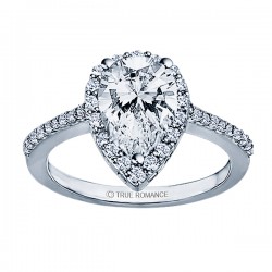 RM1382G82 - Pear Shape Halo Semi Mount Engagement Ring