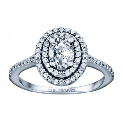 Oval Cut Double Halo Diamond Semi Mount Engagement Ring