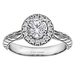 Round Cut Halo Diamond Vintage Semi Mount Engagement Ring