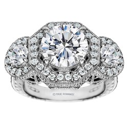 Round Cut Halo Diamond Vintage Semi Mount Engagement Ring