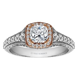 Cushion Cut Halo Diamond Vintage Semi Mount Engagement Ring