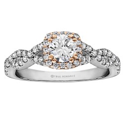 Round Cut Halo Diamond Infinity Semi Mount Engagement Ring