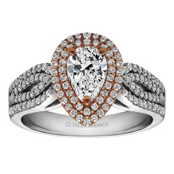 Pear Shape Halo Diamond Vintage Semi Mount Engagement Ring