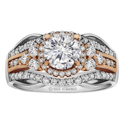 Round Cut Halo Diamond Vintage Semi Mount Engagement Ring