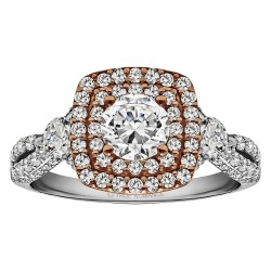 Round Cut Halo Diamond Vintage Semi Mount Engagement Ring