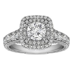 Round Cut Halo Diamond Vintage Semi Mount Engagement Ring