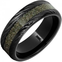 Black Diamond Ceramic&trade; Ring with Green Dinosaur Bone Inlay