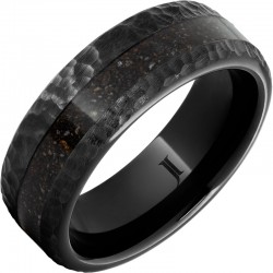 Black Diamond Ceramic&trade; Ring with Grey Dinosaur Bone Inlay