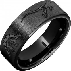 Black Diamond Ceramic&trade; Dinosaur Fossil Skeleton Engraved Ring