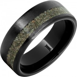 Black Diamond Ceramic&trade; Ring with Green Dinosaur Bone Inlay and Stone Finish
