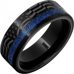 Old Glory - Lapis Inlay Black Diamond Ceramic&trade; Ring