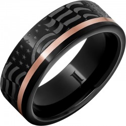 Old Glory - Black Diamond Ceramic&trade; American Flag Ring with 14K Gold Inlay