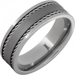 Titanium Ring with Dual Steel Braid Inlays