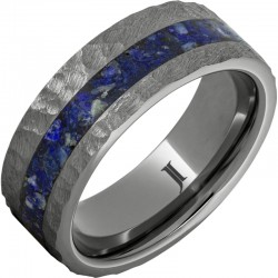 Western Heritage™ Rugged Tungsten™ Ring with Lapis Lazuli Inlay and Moon Crater Finish