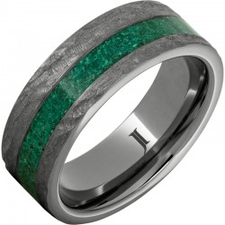 Western Heritage™ Rugged Tungsten™ Ring with Malachite Inlay and Bark Finish