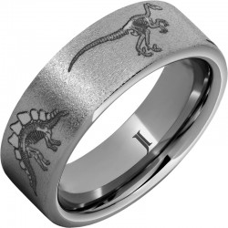 Rugged Tungsten&trade; Dinosaur Fossil Skeleton Engraved Ring