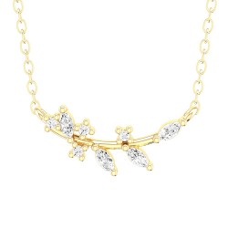 Yellow Gold Diamond Necklace  0.15 CT