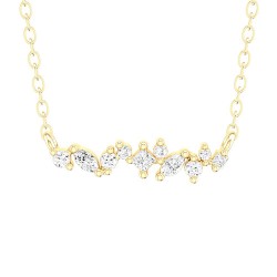 Yellow Gold Diamond Necklace  0.15 CT