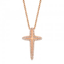 0.13ct 14k Rose Gold Diamond Cross Necklace