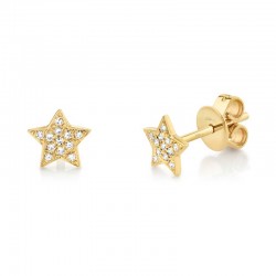 0.07ct 14k Yellow Gold Diamond Star Stud Earring