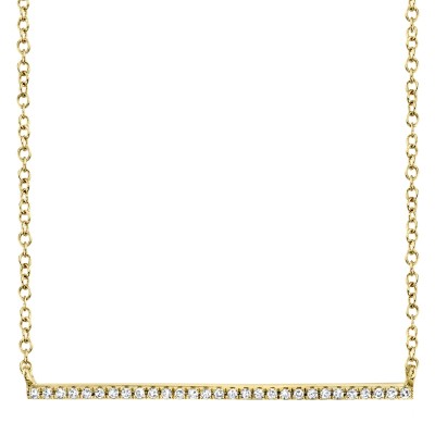 0.08ct 14k Yellow Gold Diamond Bar Necklace