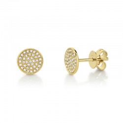 0.17ct 14k Yellow Gold Diamond Pave Stud Earring