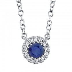 0.04ct Diamond & 0.14ct Blue Sapphire 14k White Gold Diamond Necklace