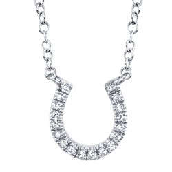0.06ct 14k White Gold Diamond Horseshoe Necklace