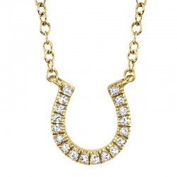 0.06ct 14k Yellow Gold Diamond Horseshoe Necklace