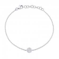 0.05ct 14k White Gold Diamond Pave Circle Bracelet