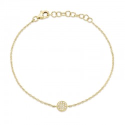 0.05ct 14k Yellow Gold Diamond Pave Circle Bracelet