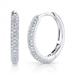 0.21ct 14k White Gold Diamond Pave Hoop Earring