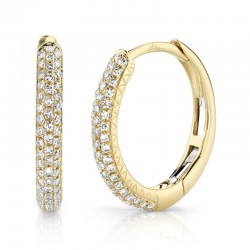 0.21ct 14k Yellow Gold Diamond Pave Hoop Earring