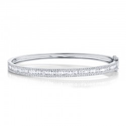 1.74ct 14k White Gold Diamond Baguette Bangle