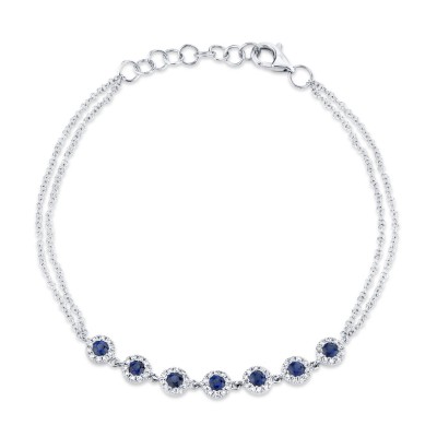 0.21ct Diamond & 0.53ct Blue Sapphire 14k White Gold Diamond Bracelet
