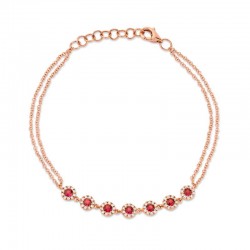 0.21ct Diamond & 0.52ct Ruby 14k Rose Gold Bracelet