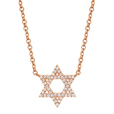 0.11ct 14k Rose Gold Diamond Star of David Necklace