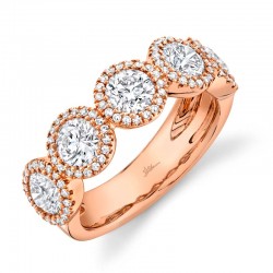 2.00ct Round Brilliant Center and 0.28ct Side 14k Rose Gold Diamond Lady