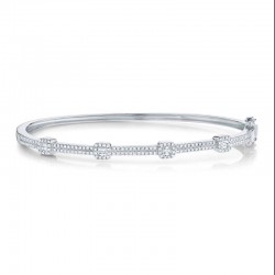 0.52ct 14k White Gold Diamond Baguette Bangle