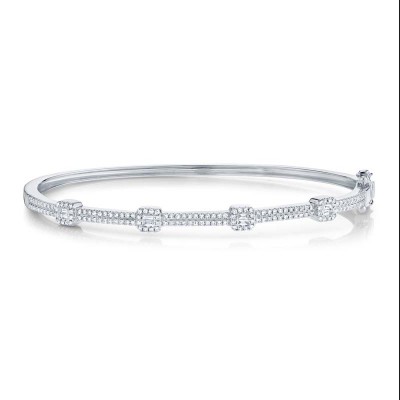 0.52ct 14k White Gold Diamond Baguette Bangle