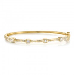 0.52ct 14k Yellow Gold Diamond Baguette Bangle