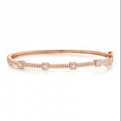 0.52ct 14k Rose Gold Diamond Baguette Bangle