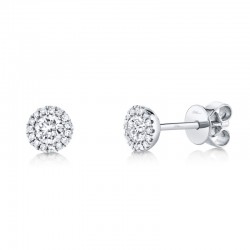 0.40ct Round Brilliant Center and 0.08ct Side 14k White Gold Diamond Stud Earring